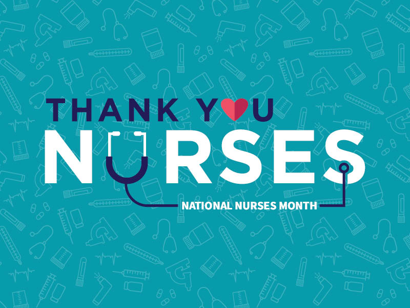National Nurses Month thank-you graphic with a stethoscope